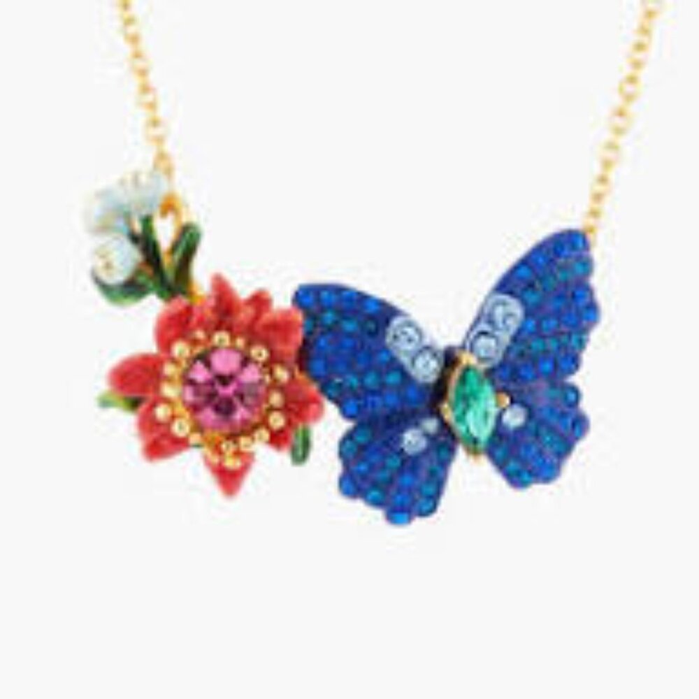 Les Nereides Ulysses Butterfly Flower Necklace- LN Pouch